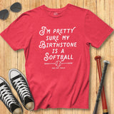 Birthstone Softball Vintage Script Tee