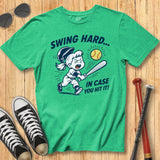 Swing Hard Softball Mascot Tee