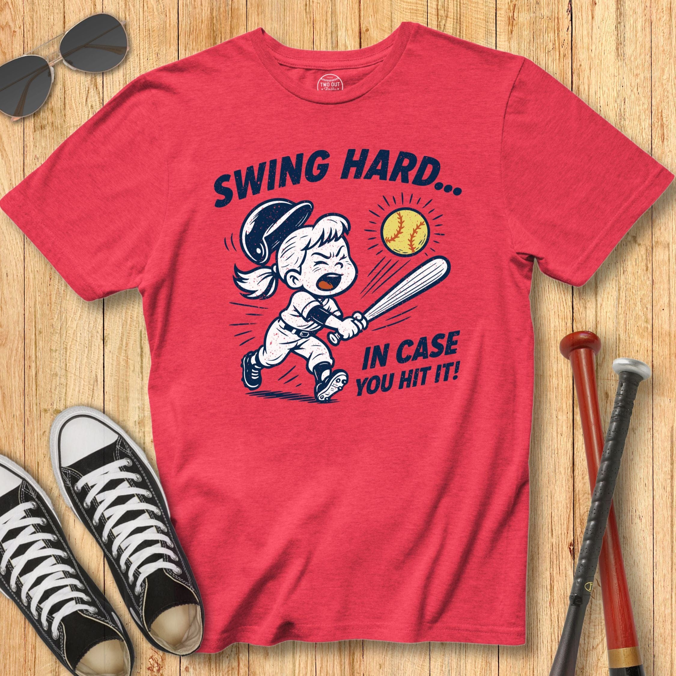 Swing Hard Softball Mascot Tee