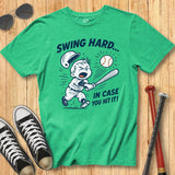 Swing Hard Baseball Mascot Tee