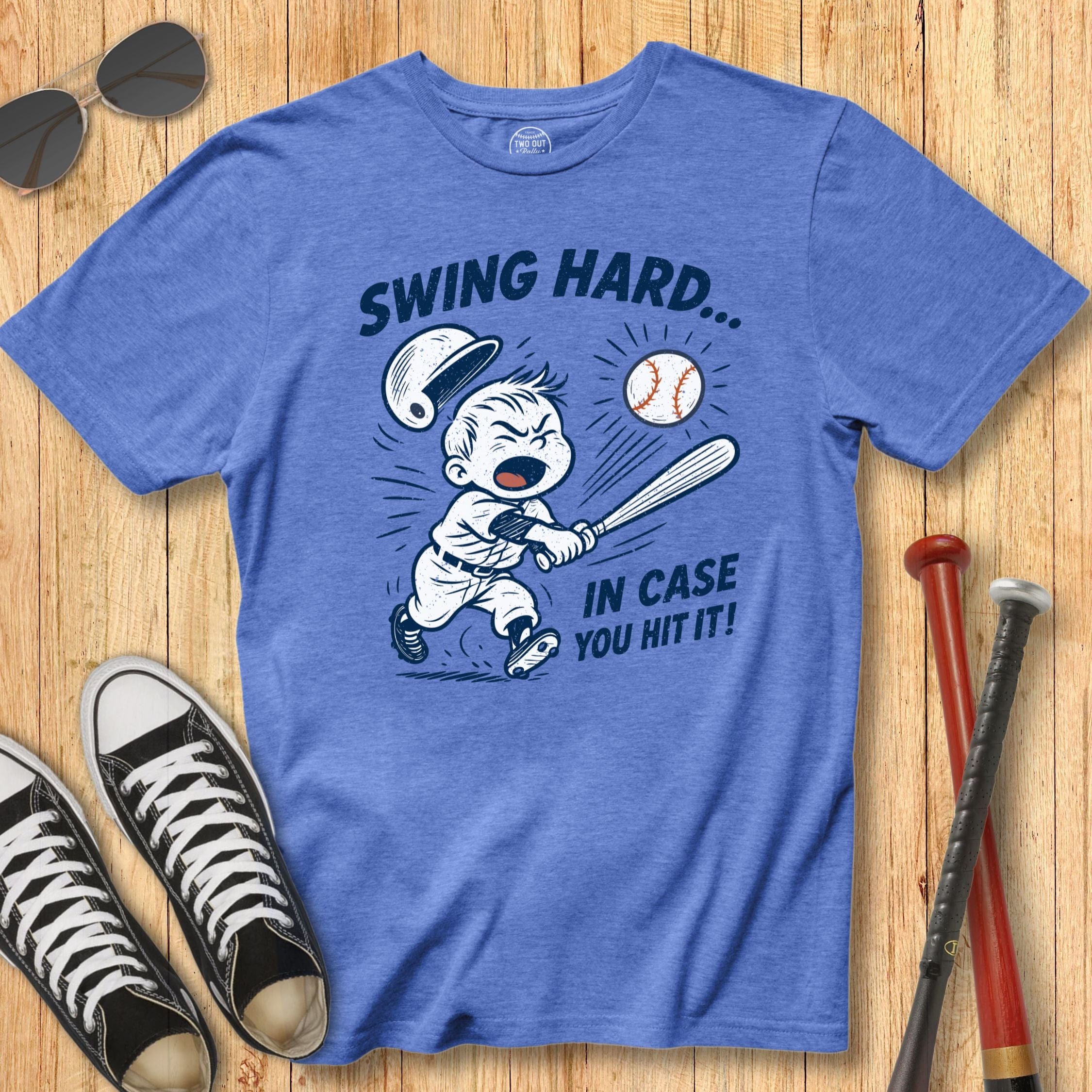 Swing Hard Baseball Mascot Tee