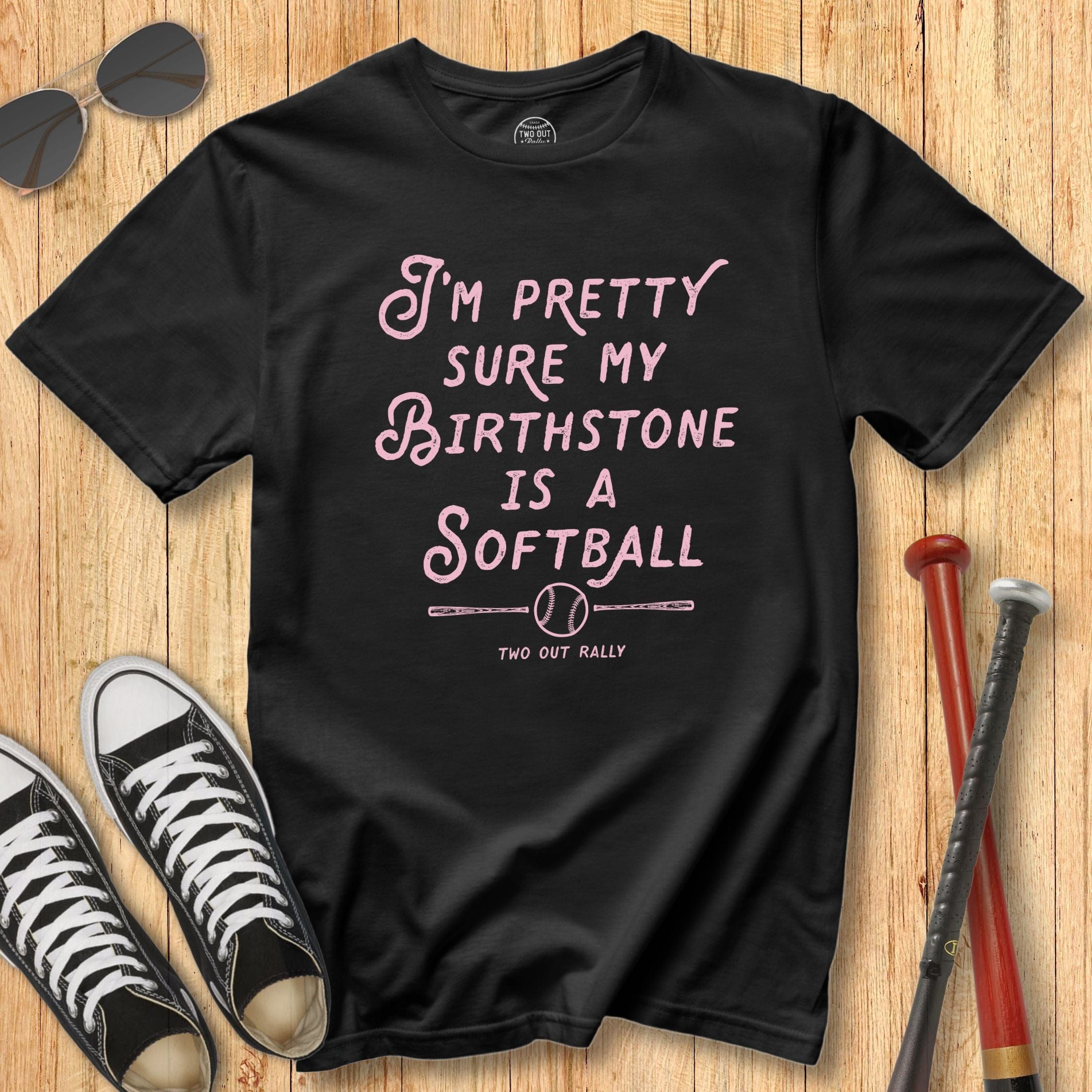 Birthstone Softball Vintage Script Tee