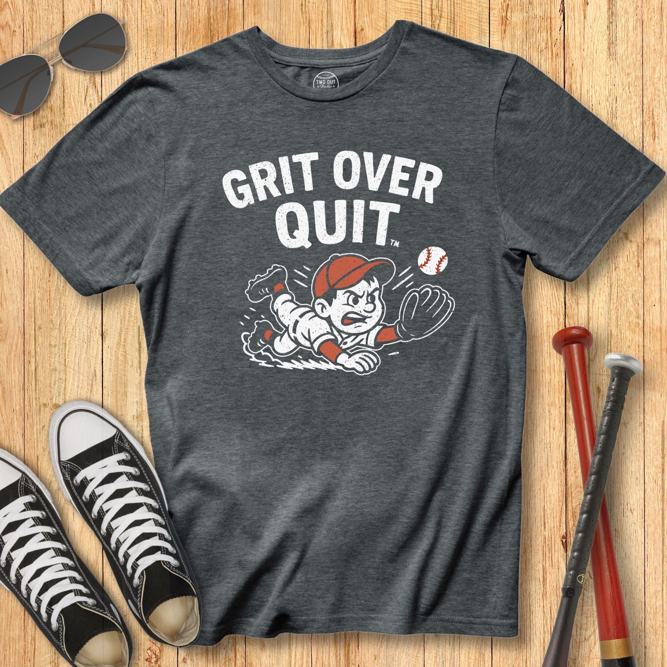 Grit Over Quit Fielding Mascot Tee