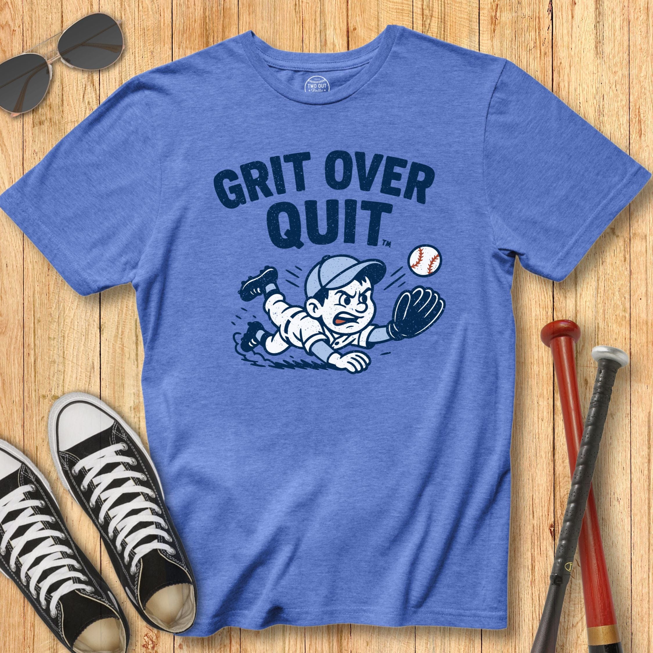 Grit Over Quit Fielding Mascot Tee