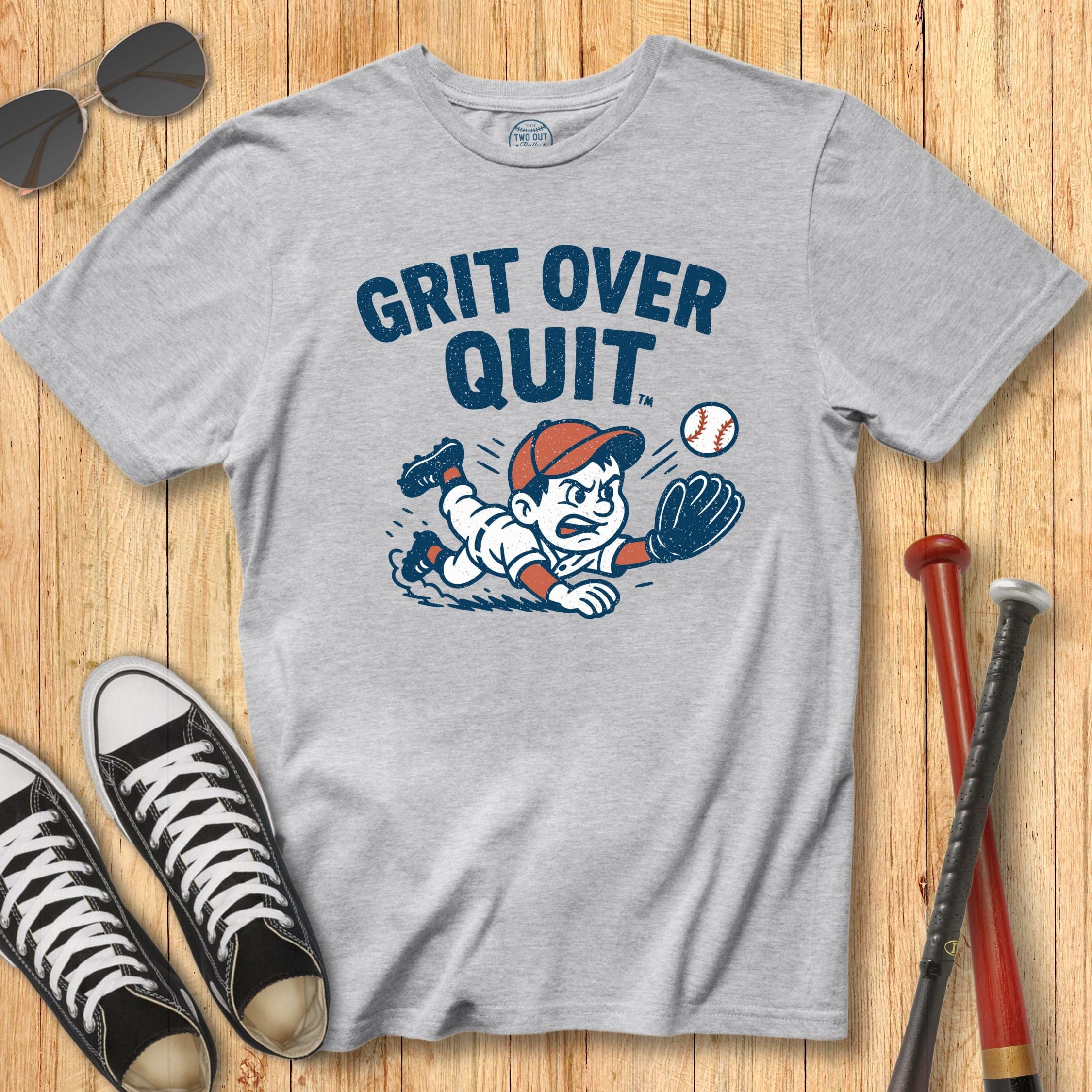Grit Over Quit Fielding Mascot Tee