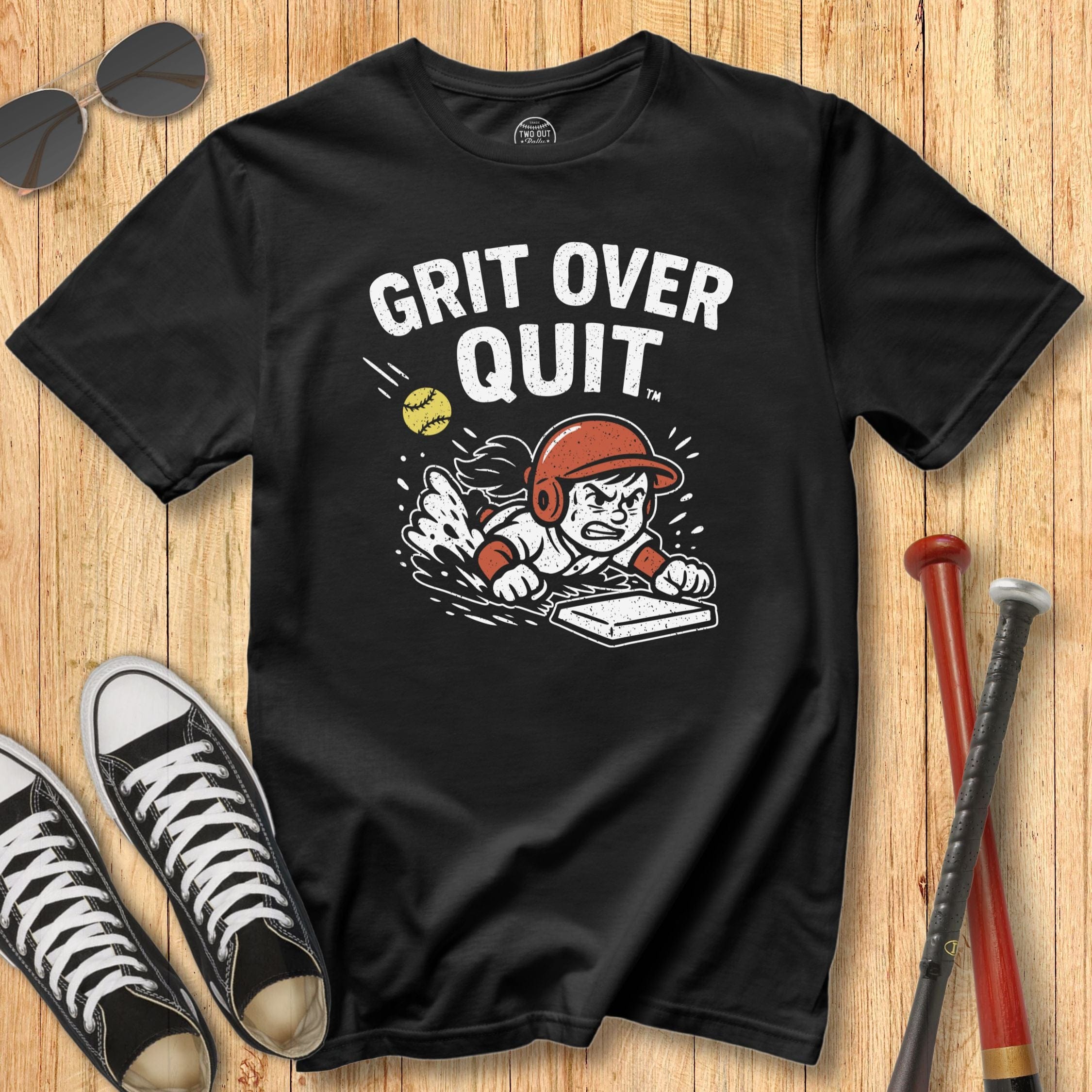 Grit Over Quit Girl Mascot Tee