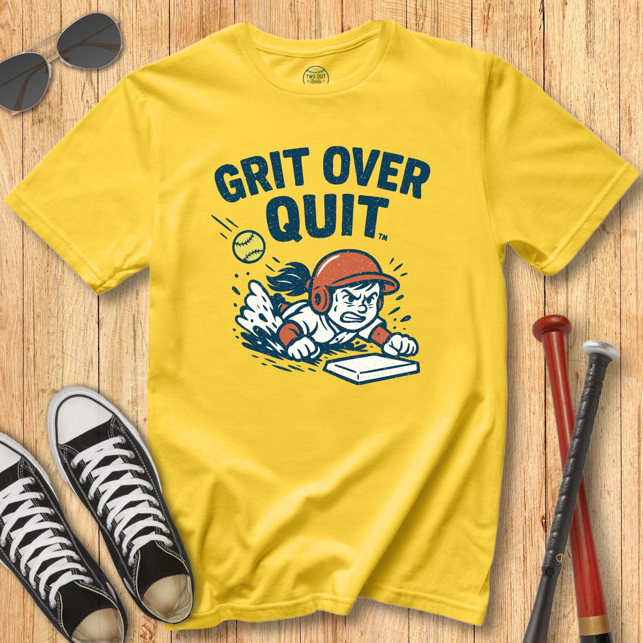 Grit Over Quit Girl Mascot Tee