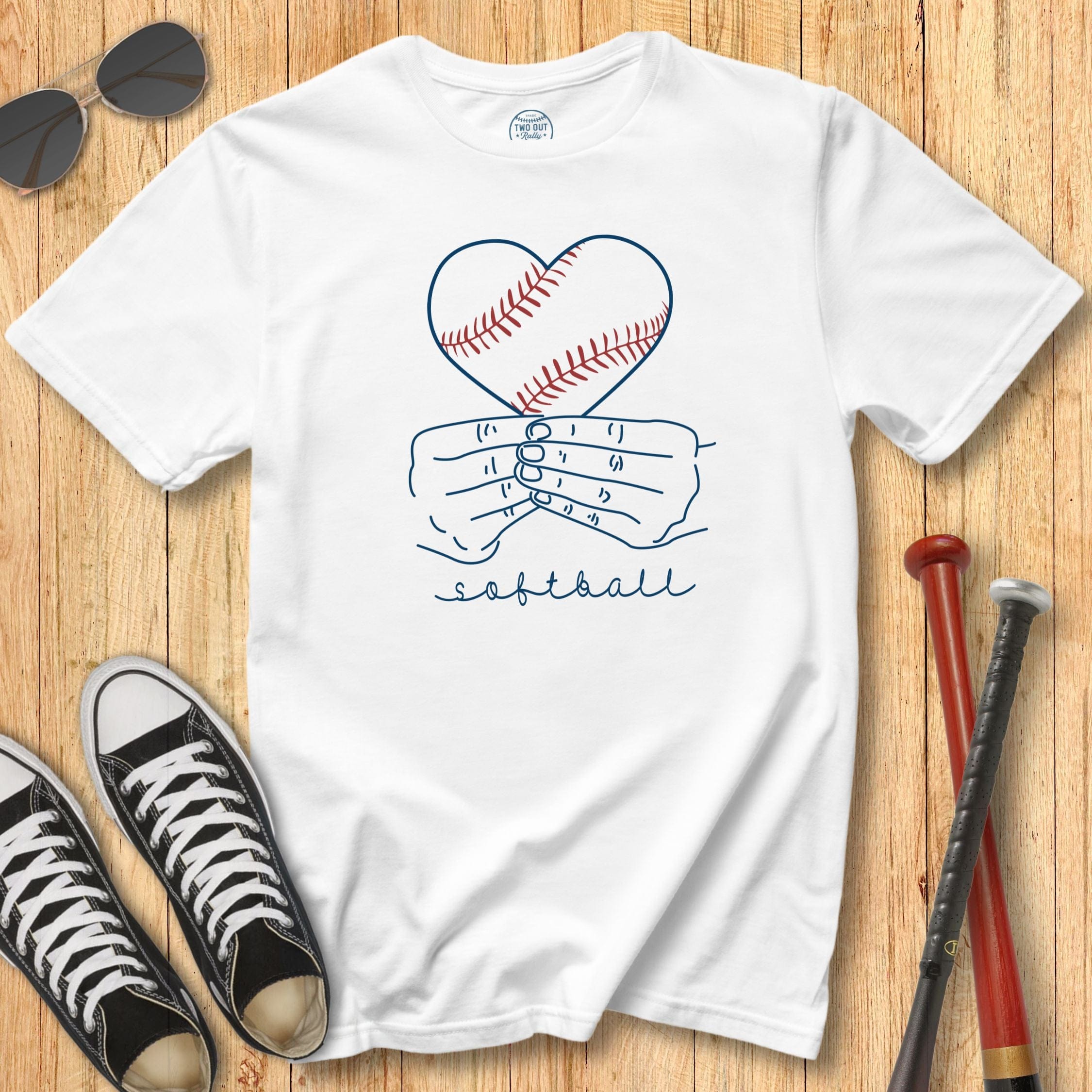 Handheld Softball Heart Tee