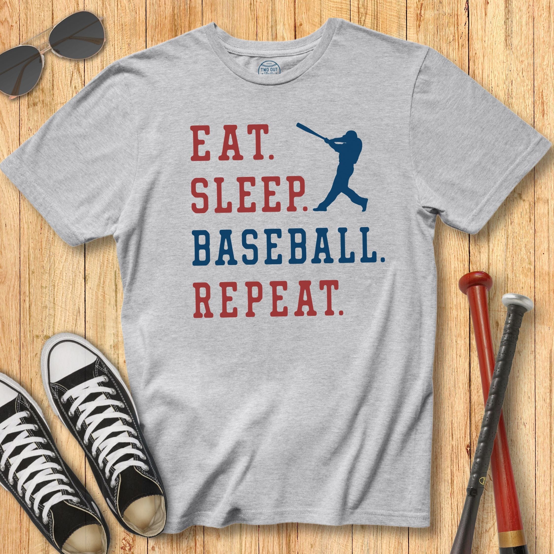 Old School Eat Sleep Baseball Tee