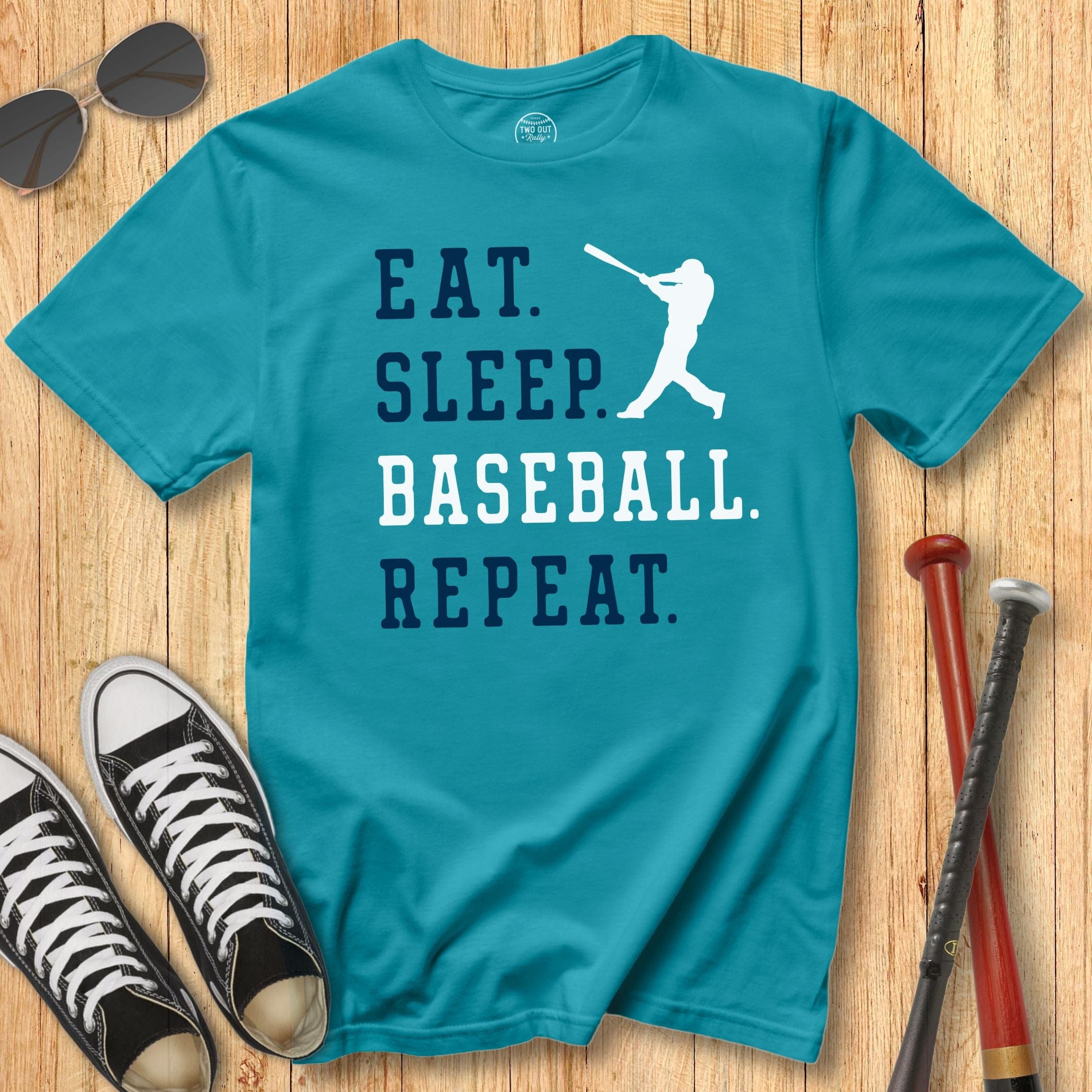 Old School Eat Sleep Baseball Tee