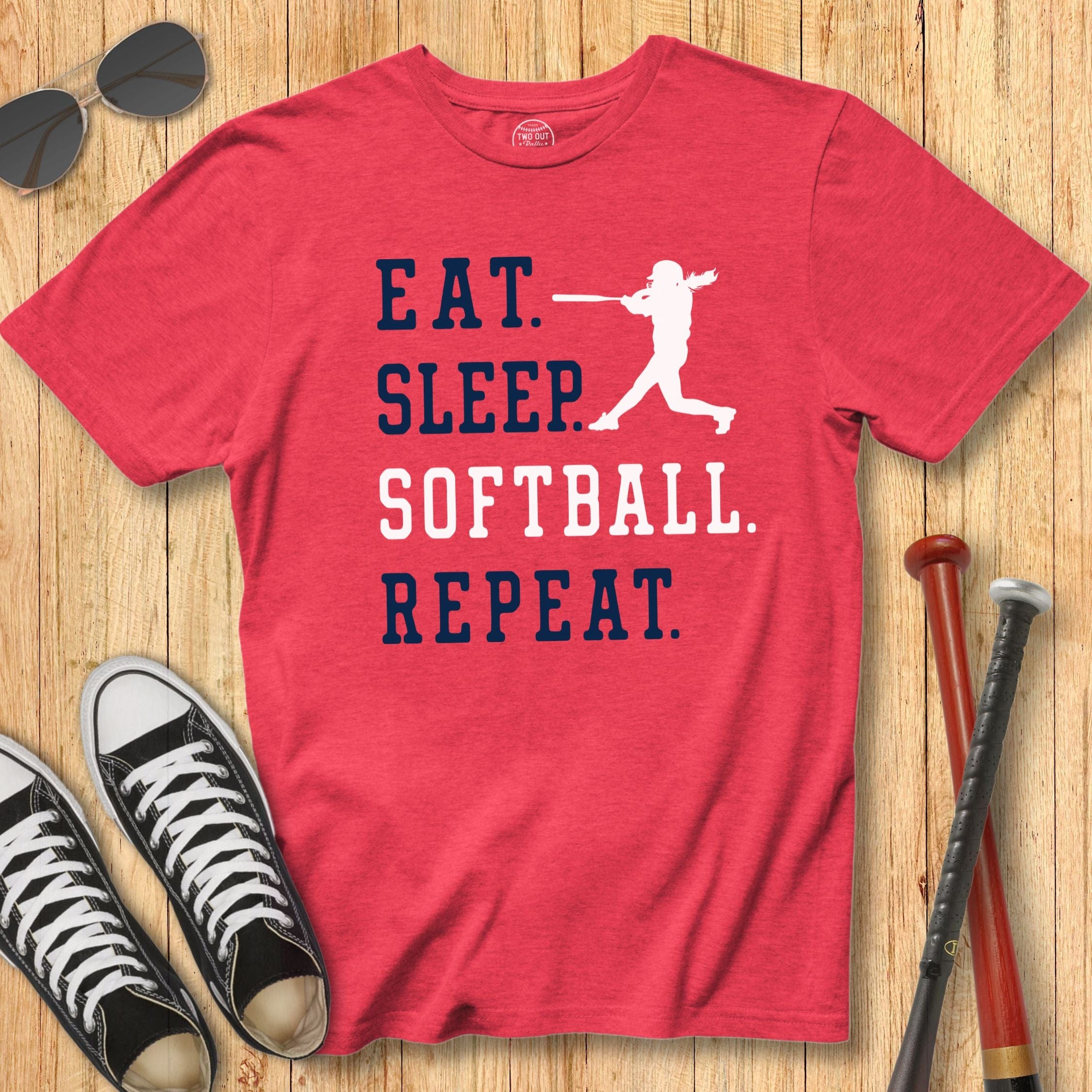 Old School Eat Sleep Softball Tee