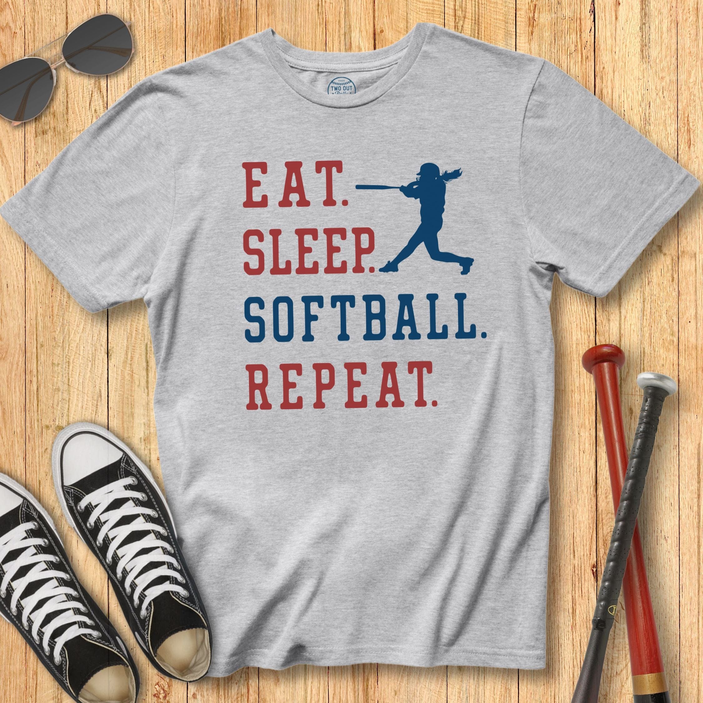 Old School Eat Sleep Softball Tee