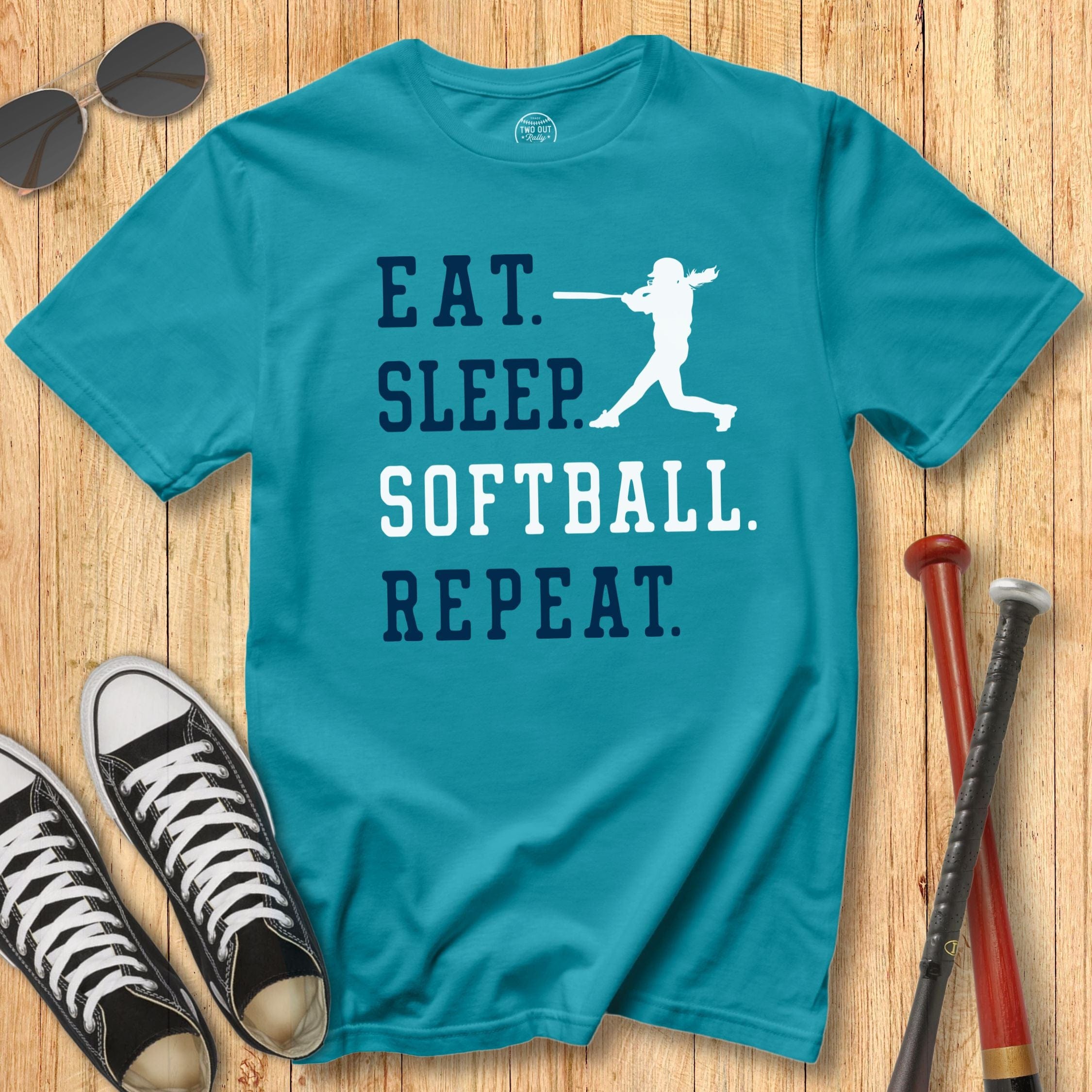 Old School Eat Sleep Softball Tee