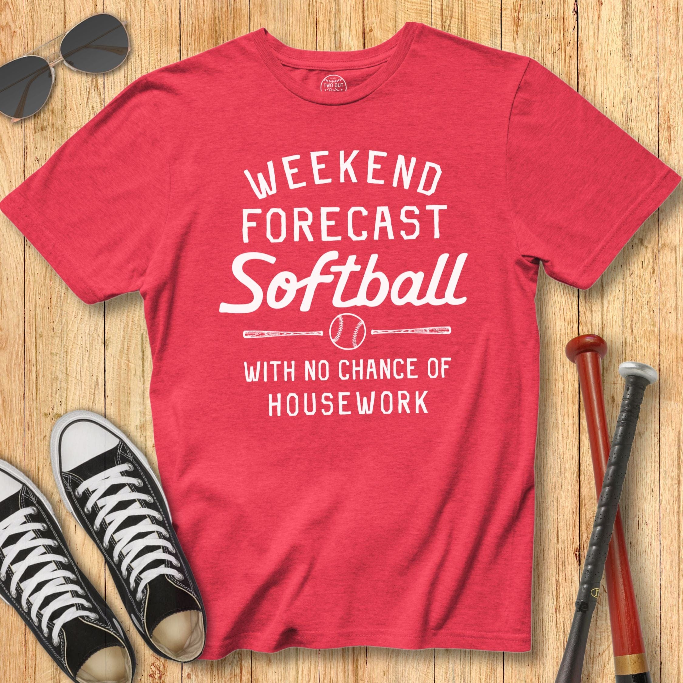 Old School Softball Forecast Housework Tee