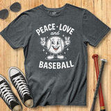 Peace Love Baseball Retro Mascot Tee