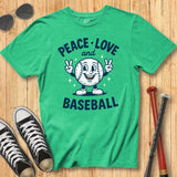 Peace Love Baseball Retro Mascot Tee