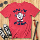 Peace Love Baseball Retro Mascot Tee