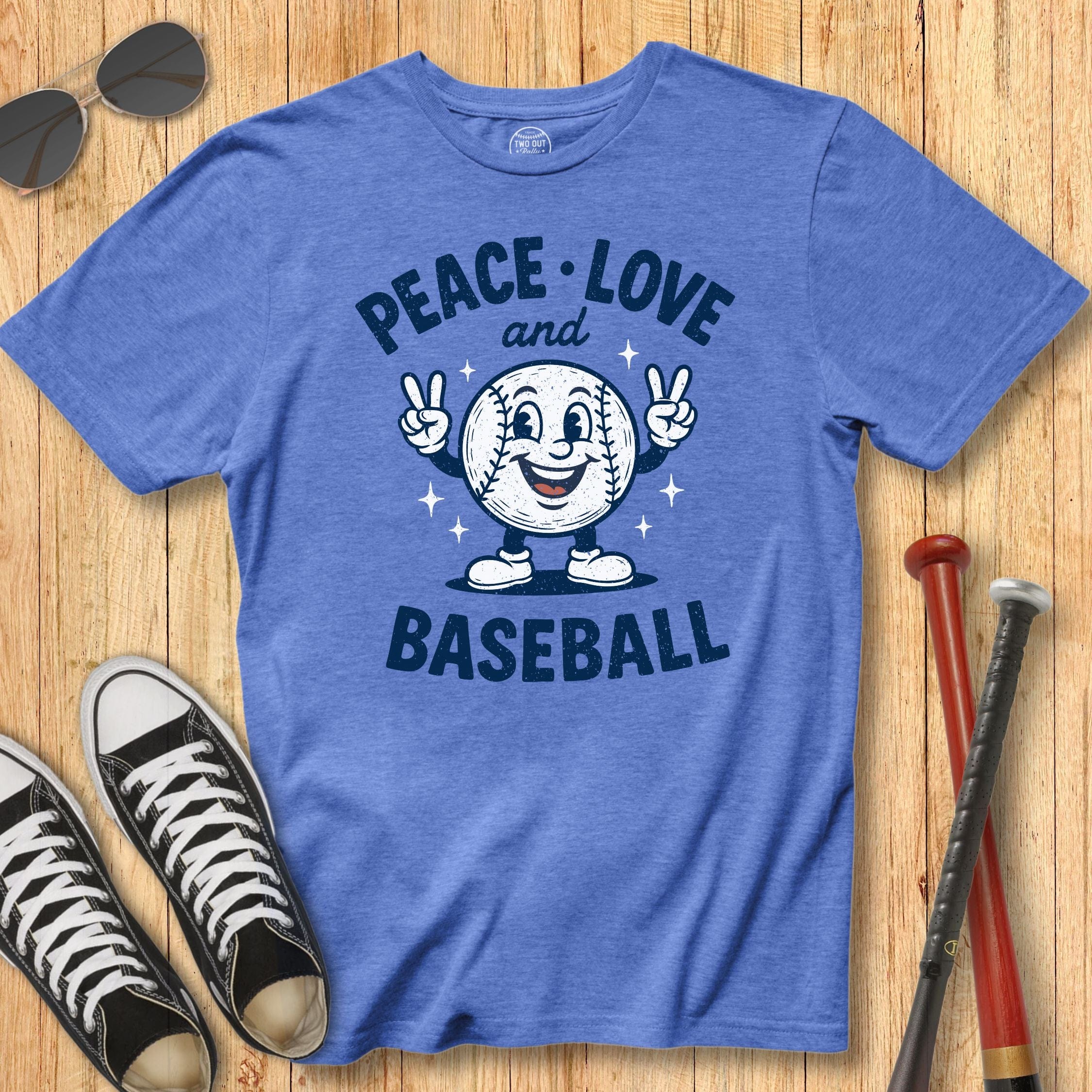 Peace Love Baseball Retro Mascot Tee