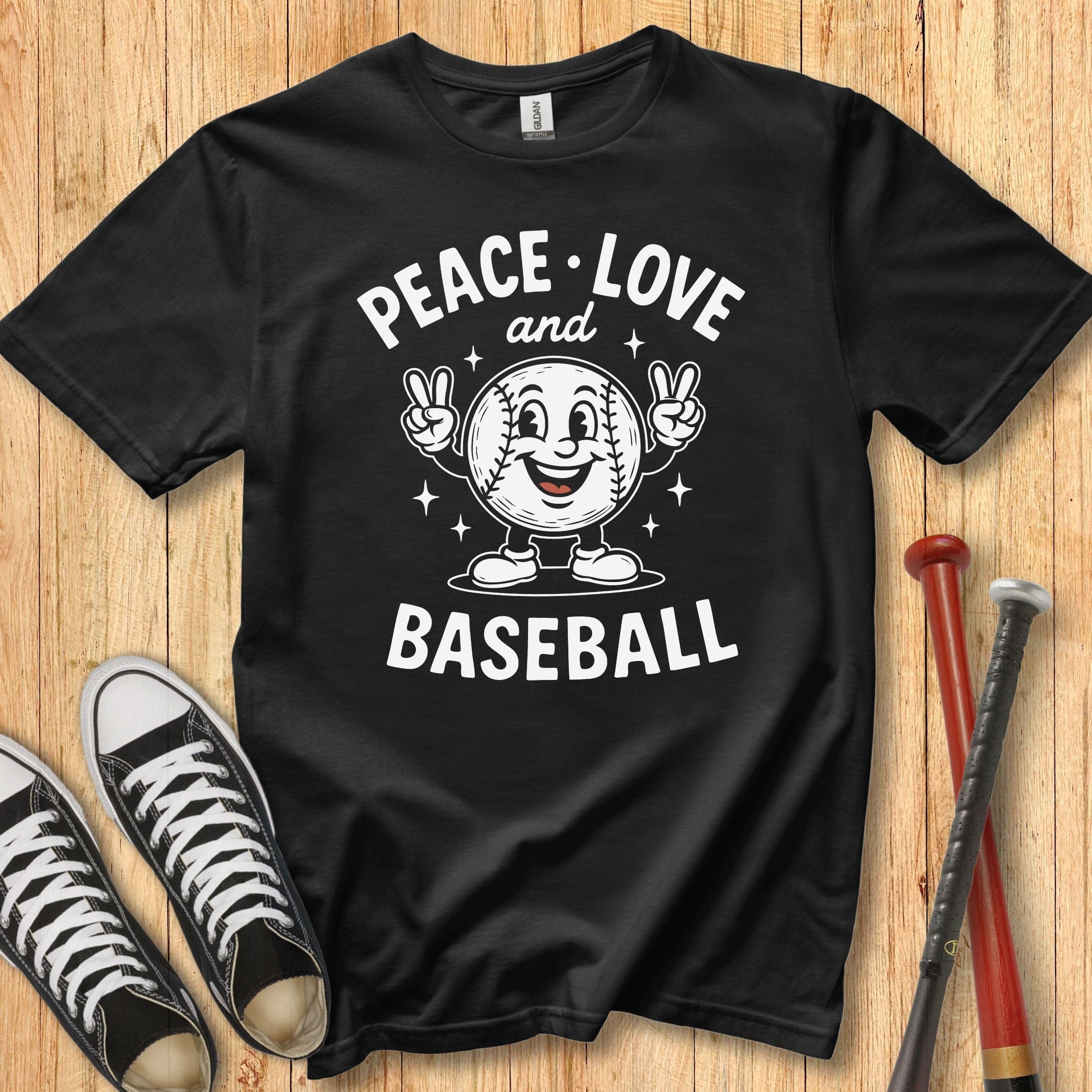 Peace Love Baseball Retro Mascot Youth Tee
