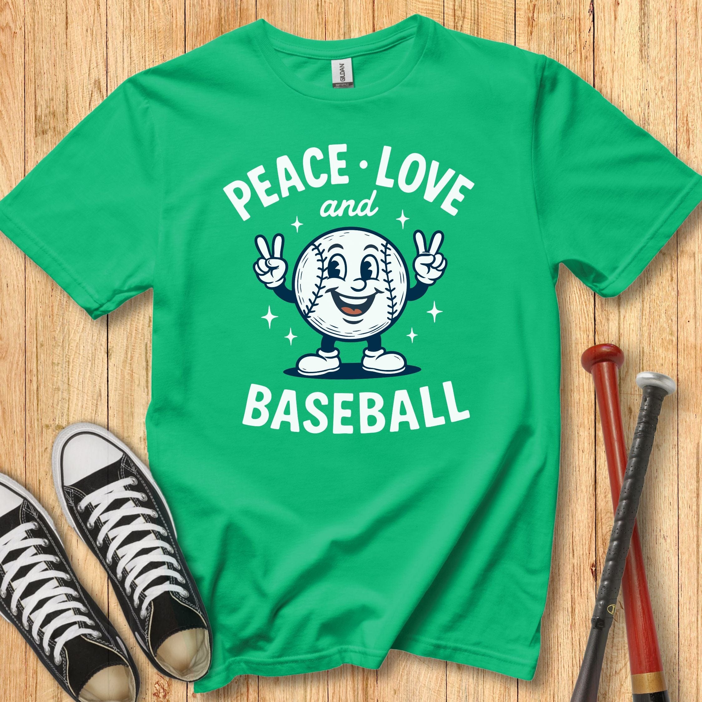 Peace Love Baseball Retro Mascot Youth Tee