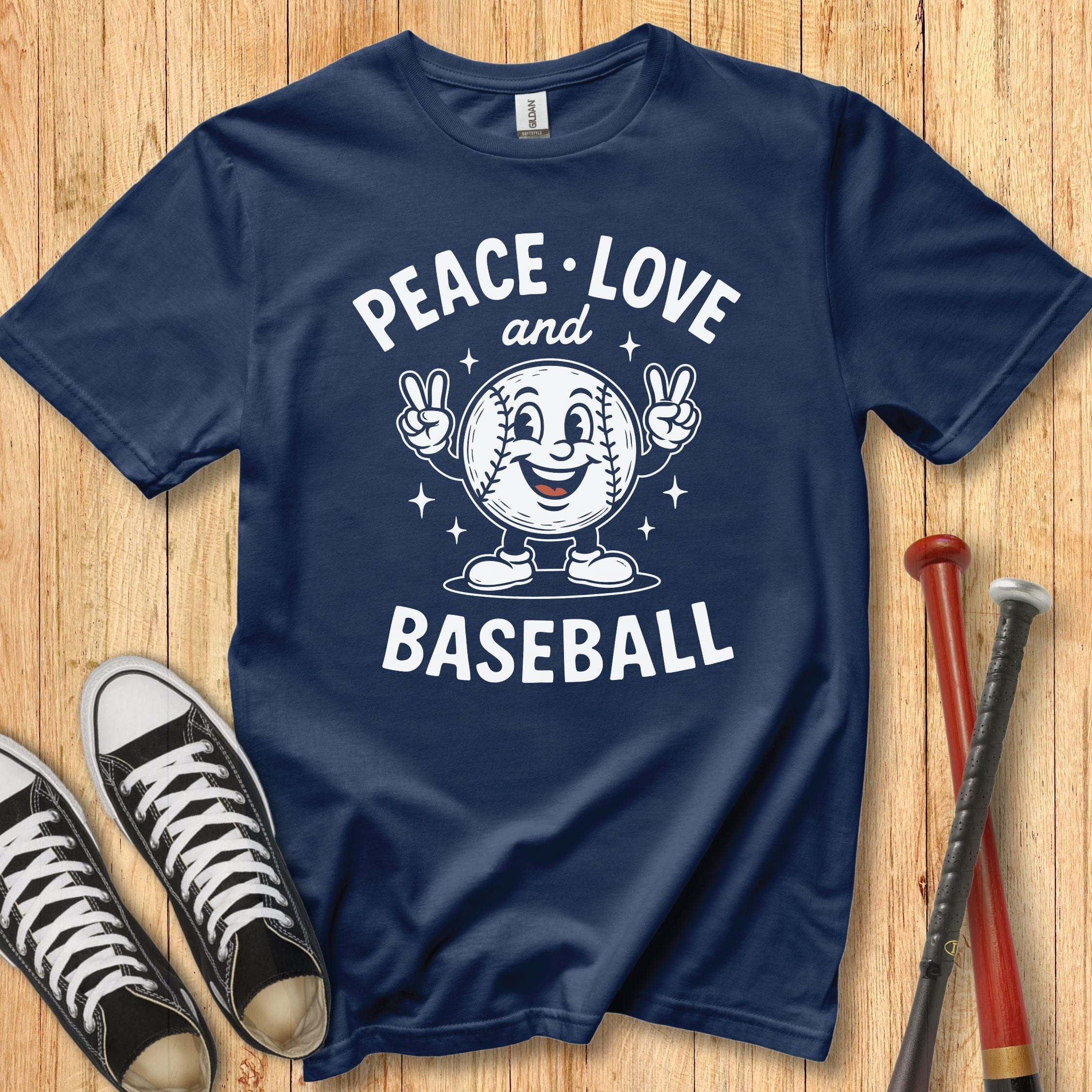 Peace Love Baseball Retro Mascot Youth Tee