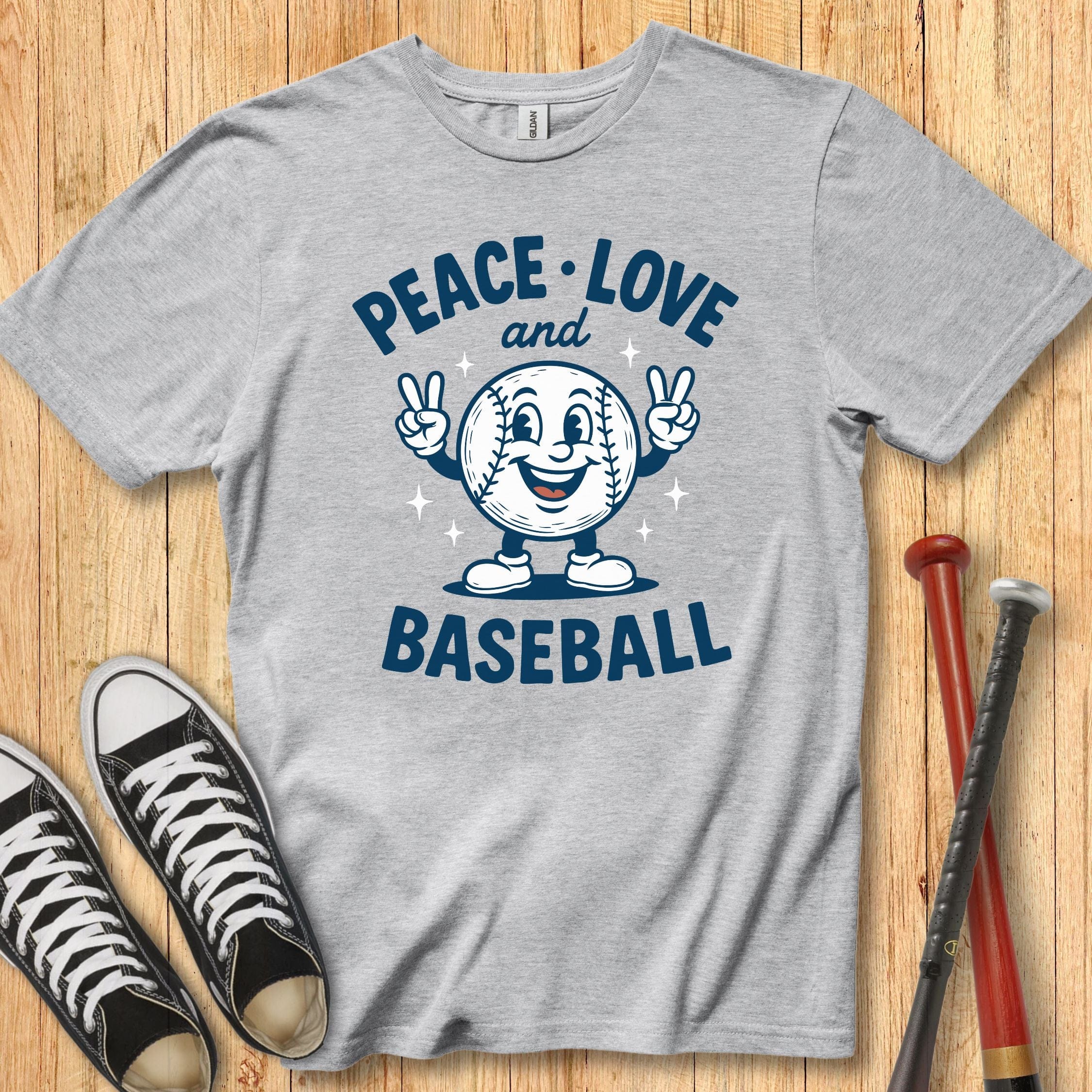 Peace Love Baseball Retro Mascot Youth Tee