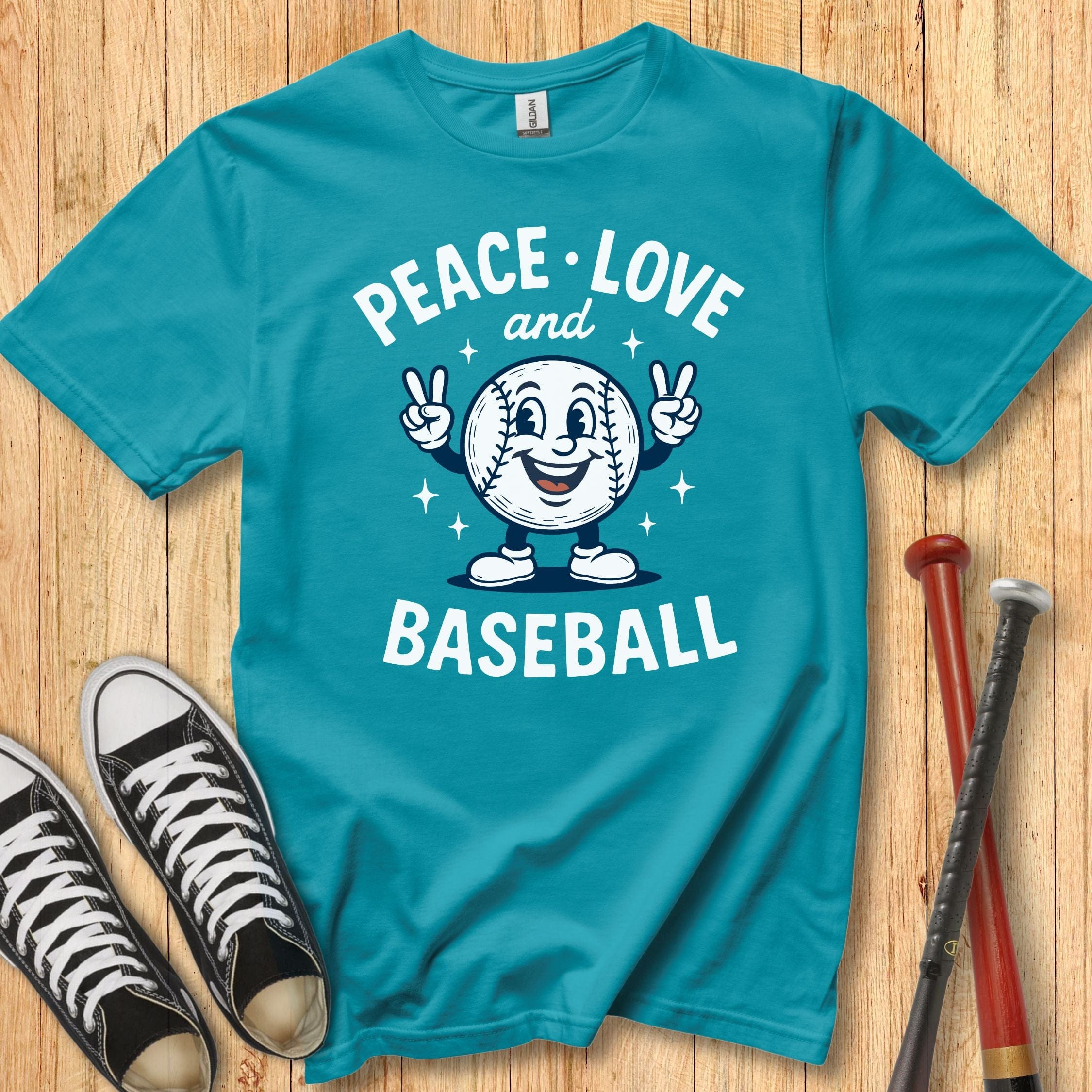 Peace Love Baseball Retro Mascot Youth Tee