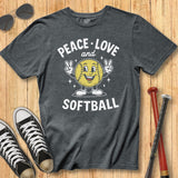 Peace Love Softball Retro Mascot Tee