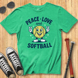 Peace Love Softball Retro Mascot Tee