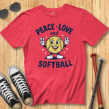 Peace Love Softball Retro Mascot Tee