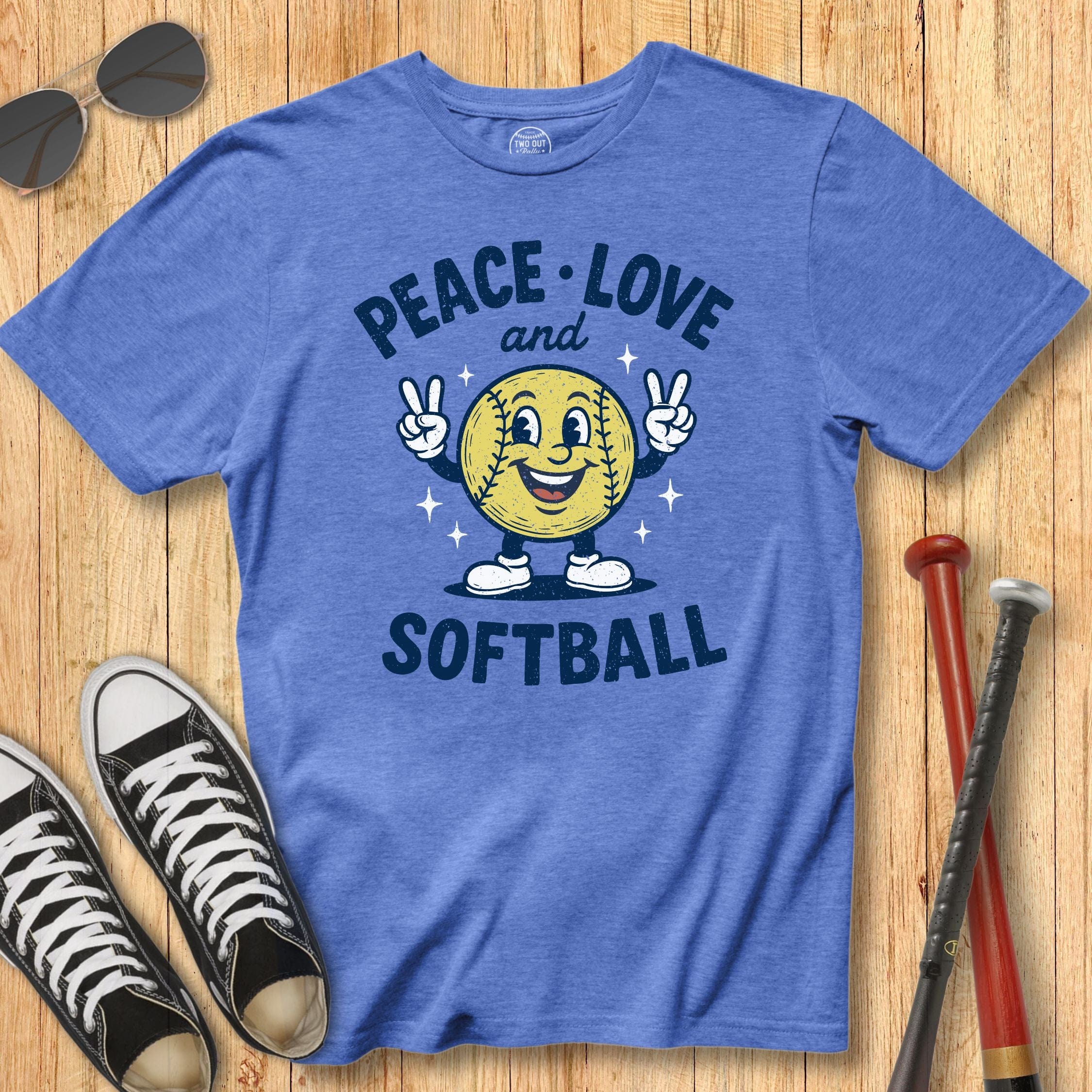 Peace Love Softball Retro Mascot Tee