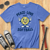 Peace Love Softball Retro Mascot Tee