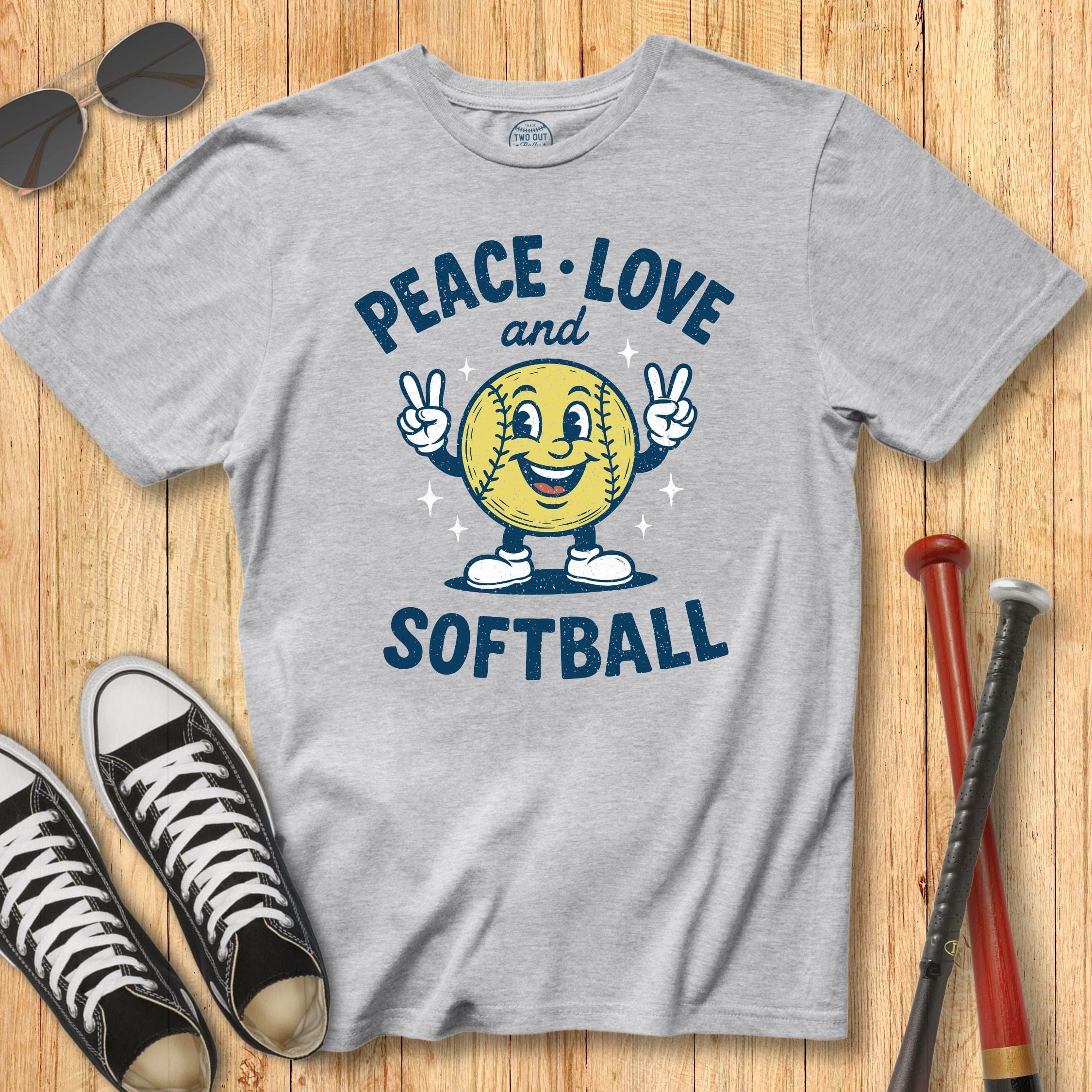 Peace Love Softball Retro Mascot Tee