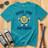 Peace Love Softball Retro Mascot Tee