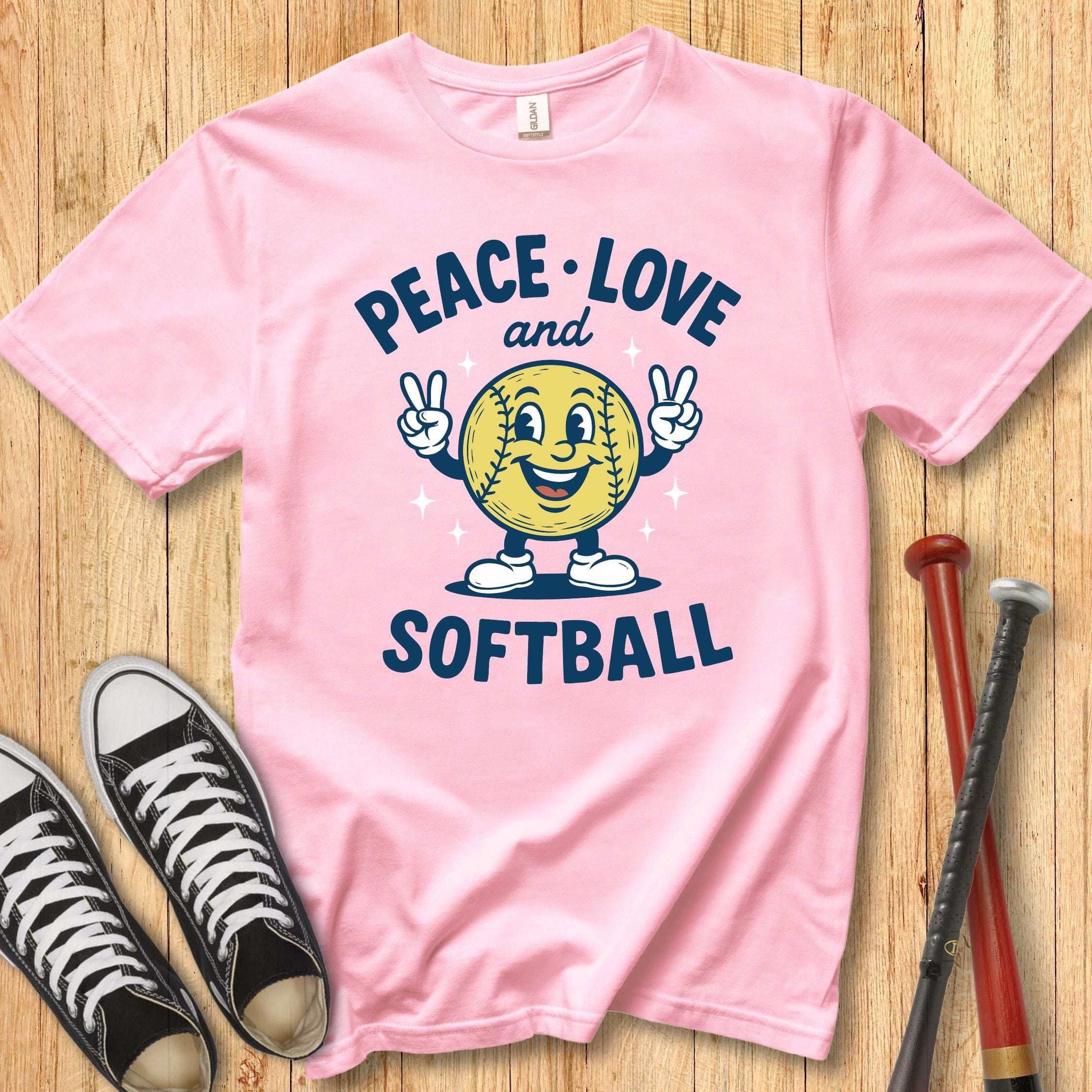 Peace Love Softball Retro Mascot Youth Tee