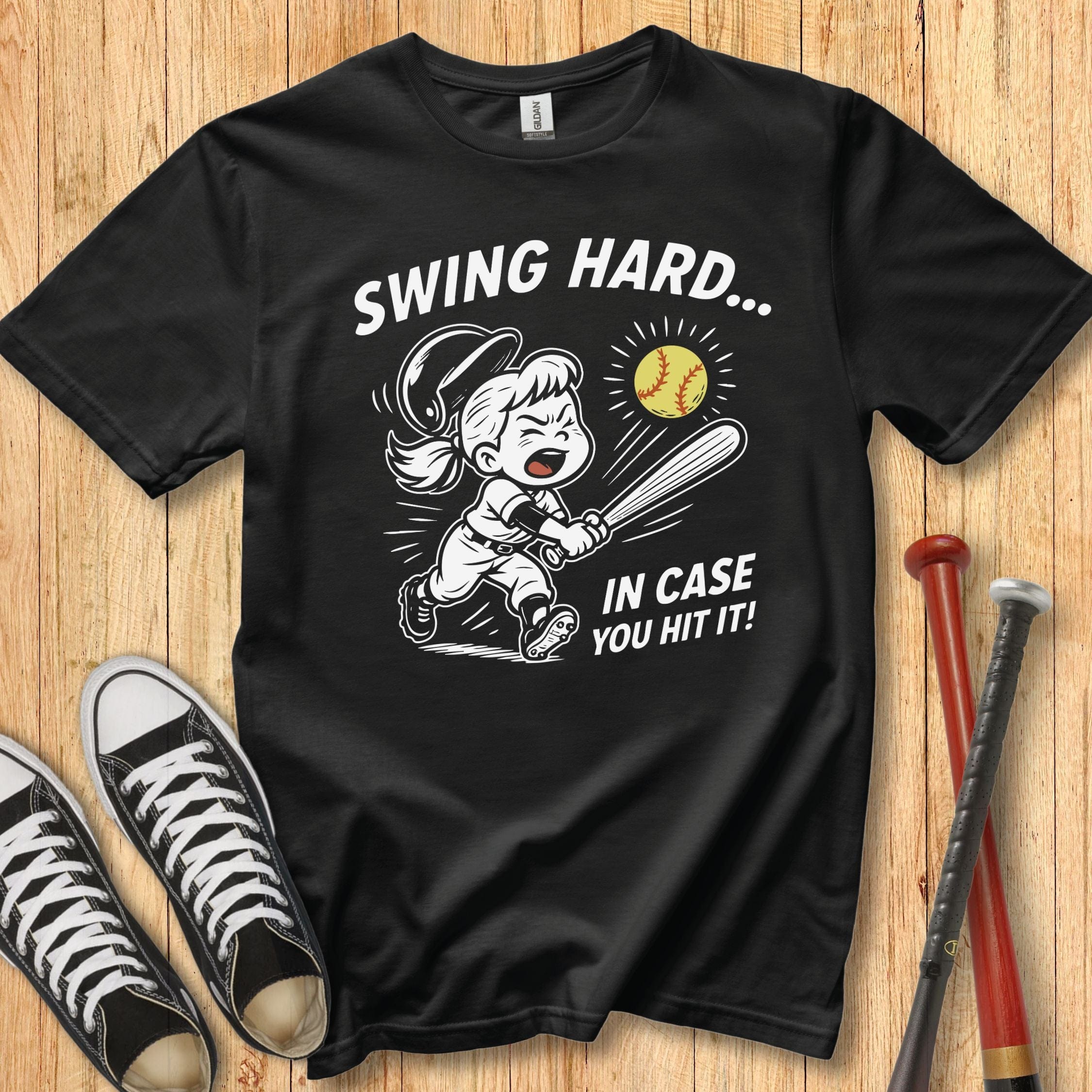 Swing Hard Girl Mascot Youth Tee