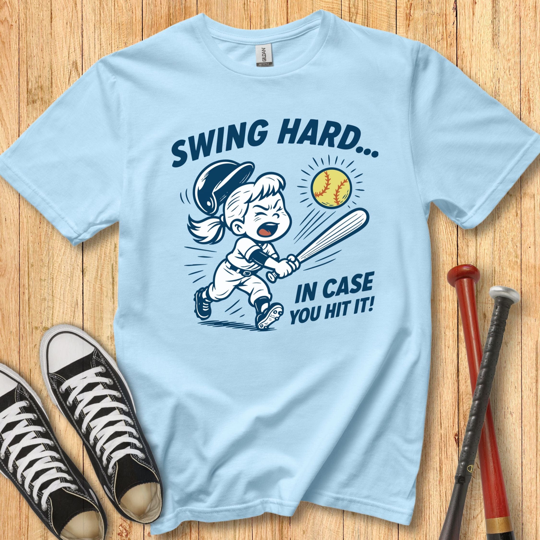 Swing Hard Girl Mascot Youth Tee