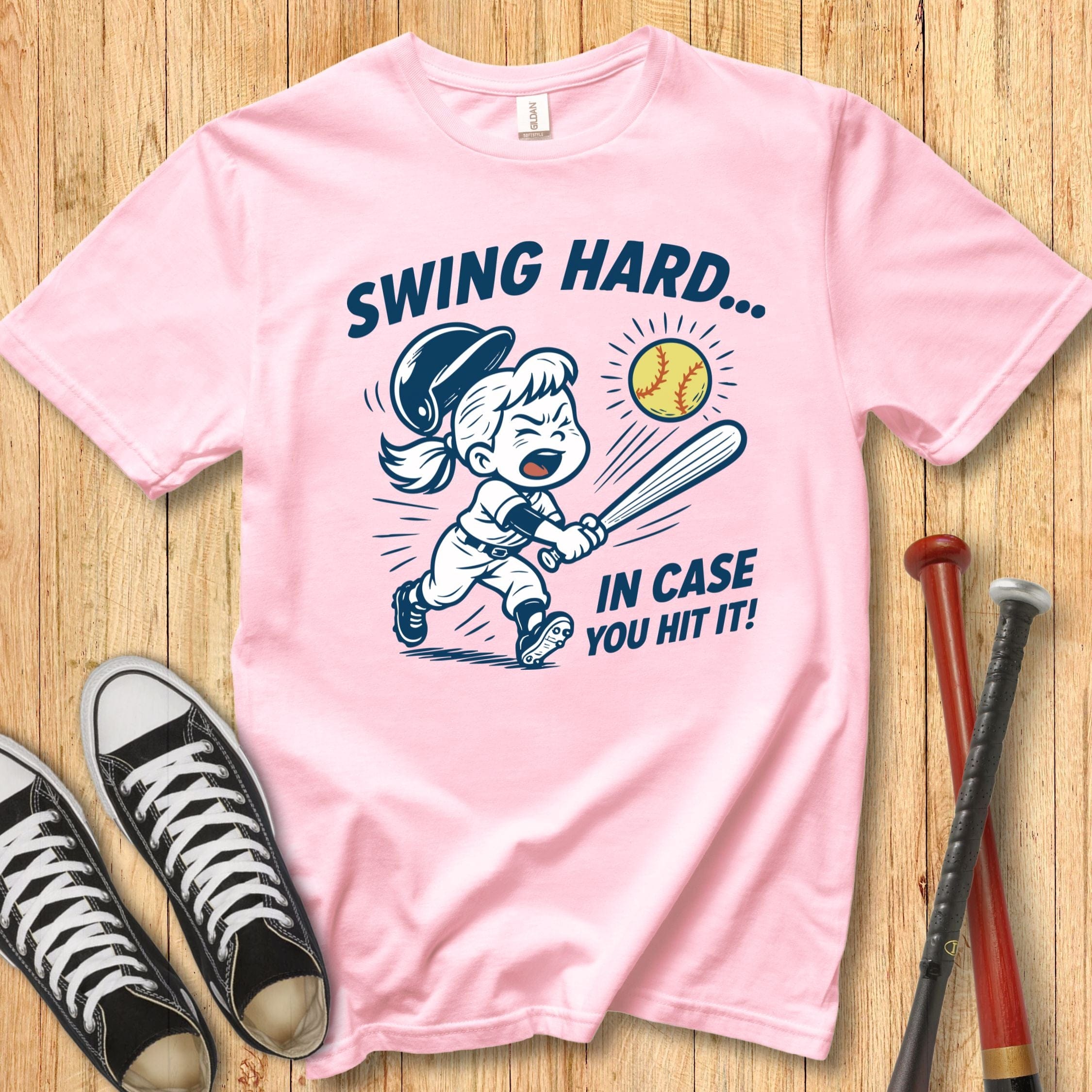 Swing Hard Girl Mascot Youth Tee