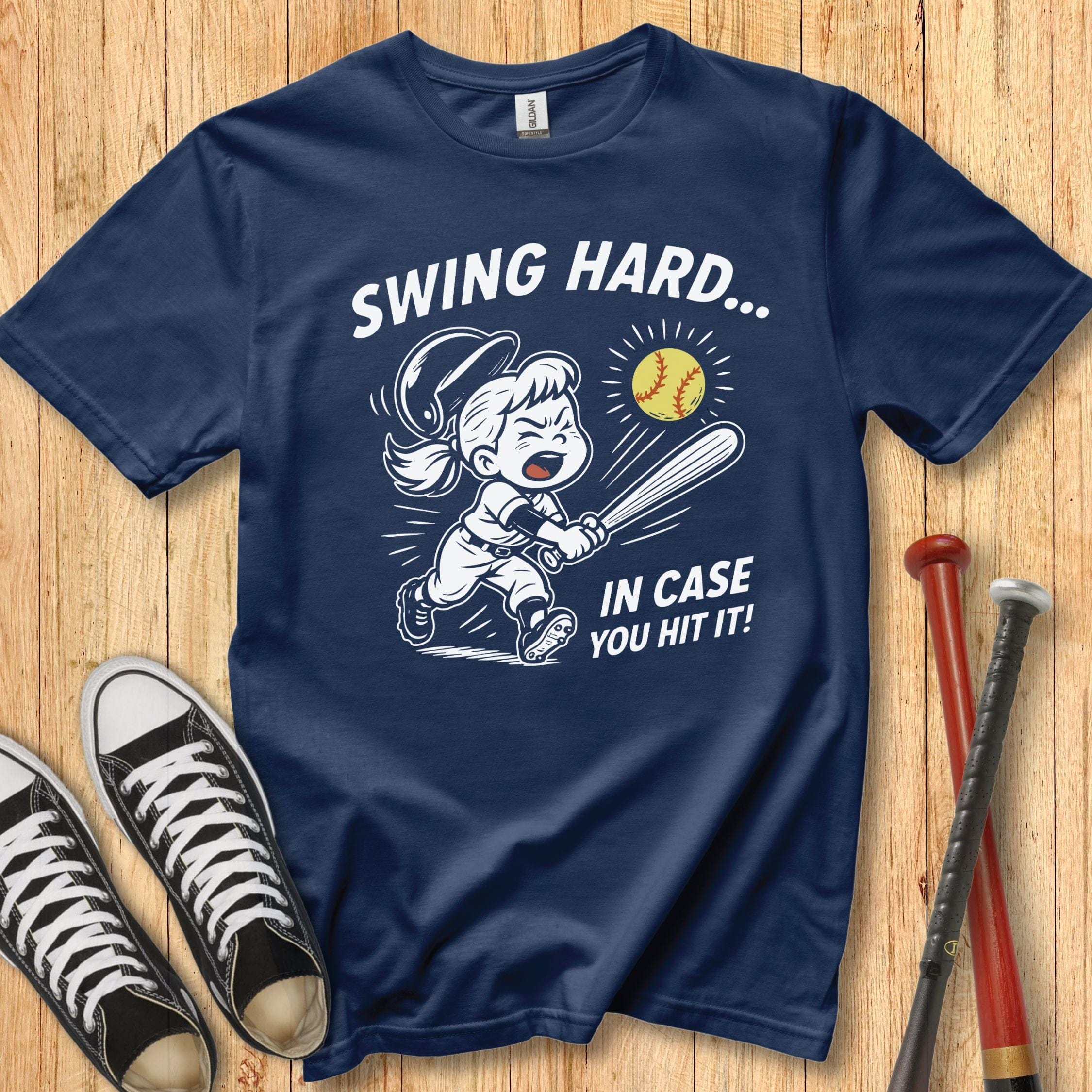 Swing Hard Girl Mascot Youth Tee
