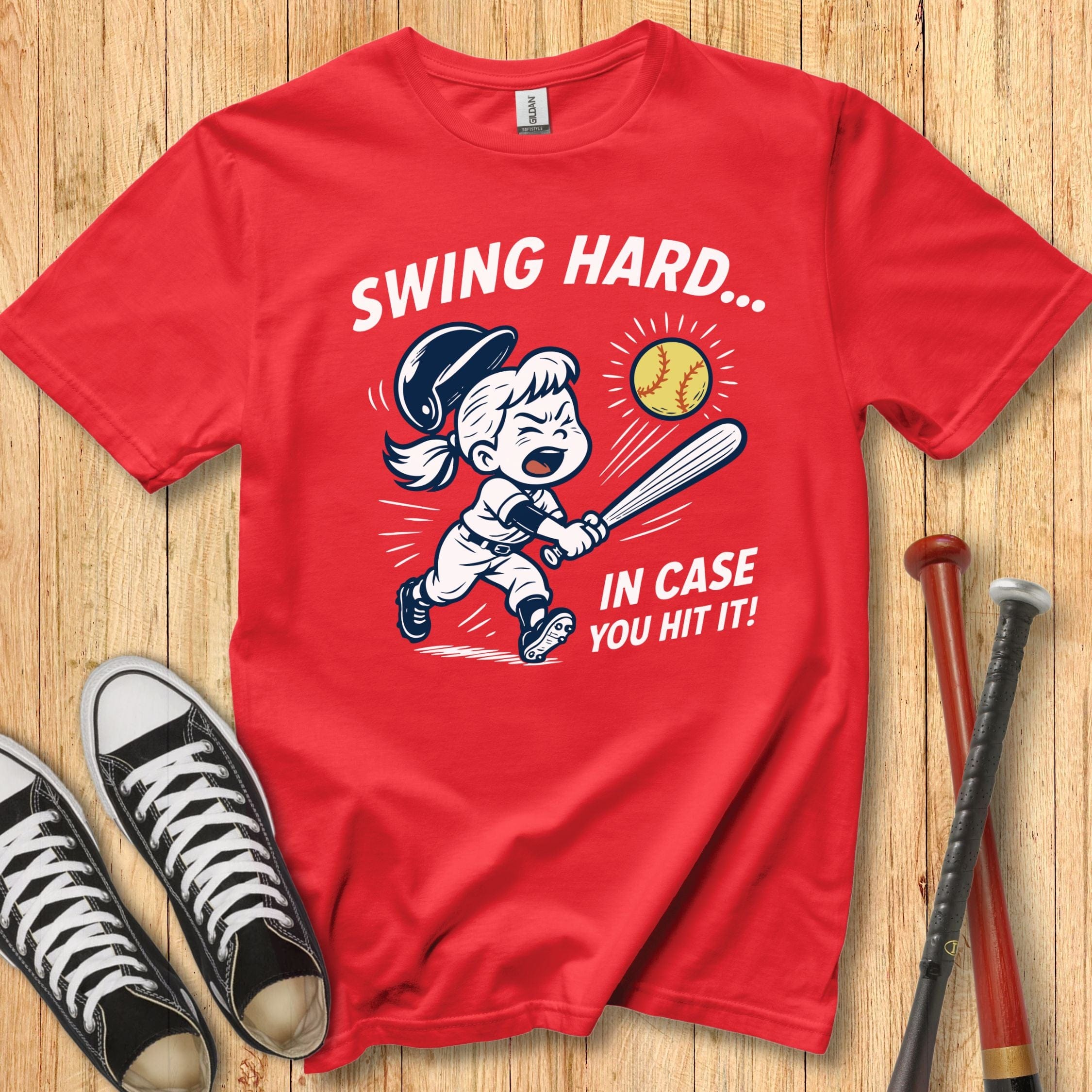 Swing Hard Girl Mascot Youth Tee