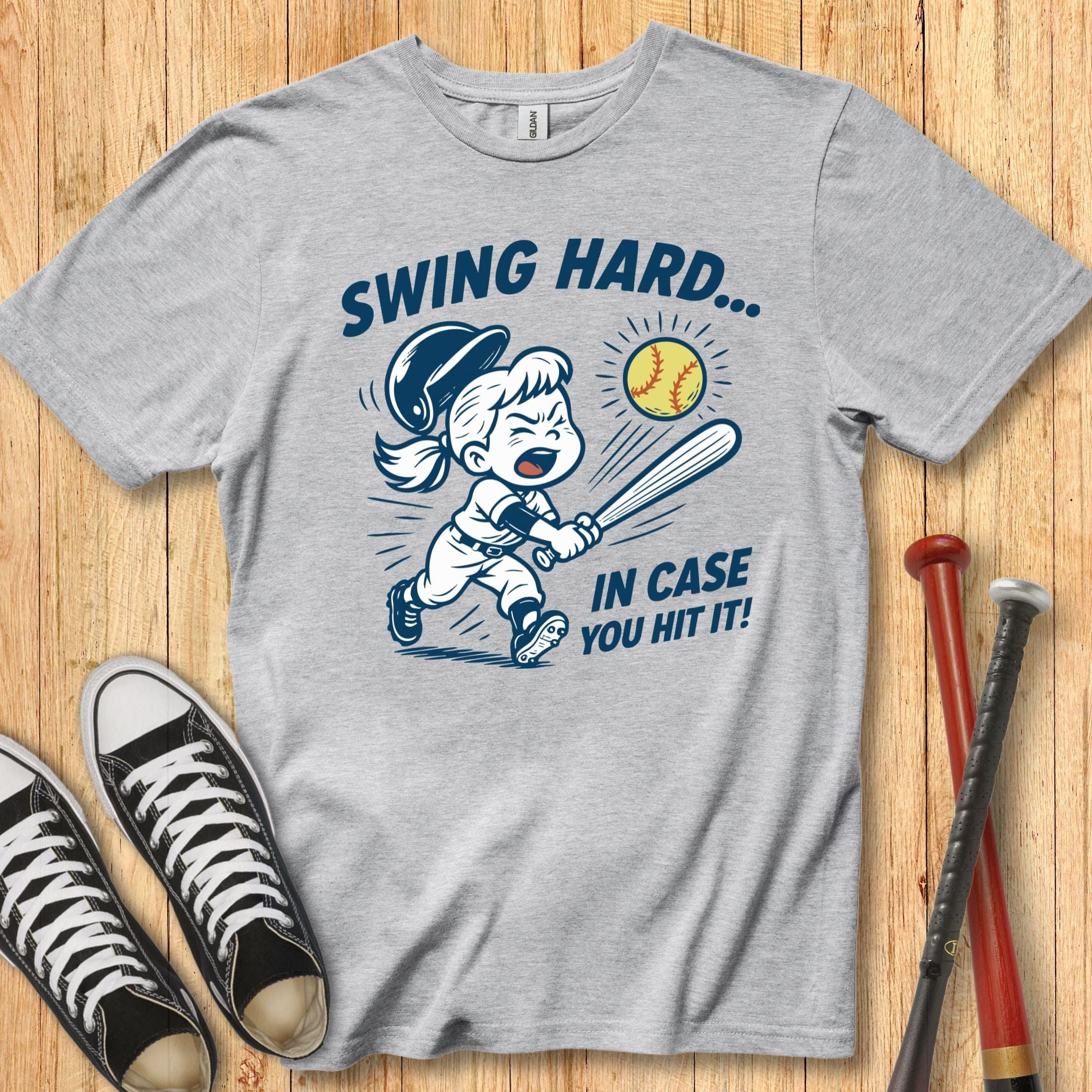 Swing Hard Girl Mascot Youth Tee