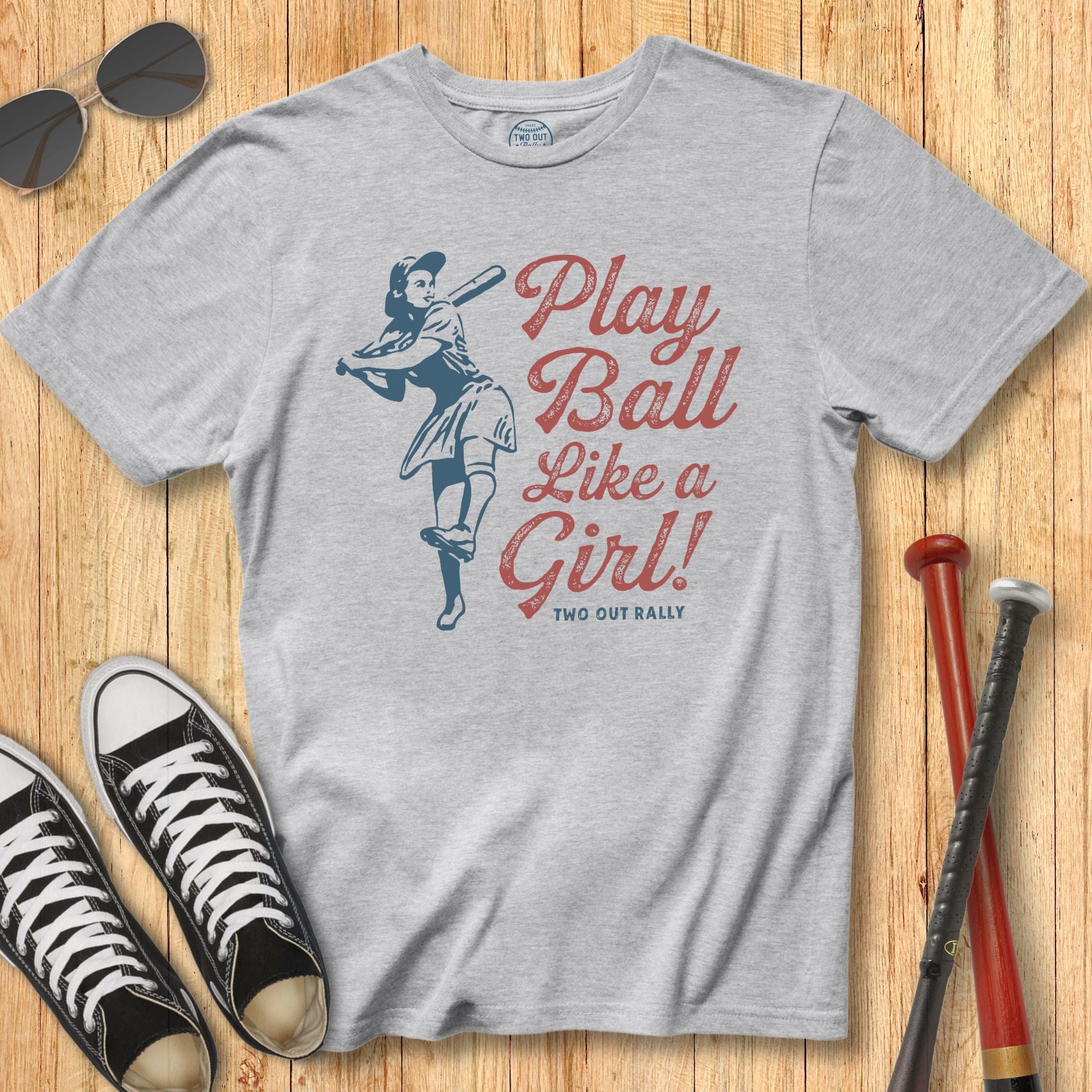 Vintage Play Ball Like a Girl Tee